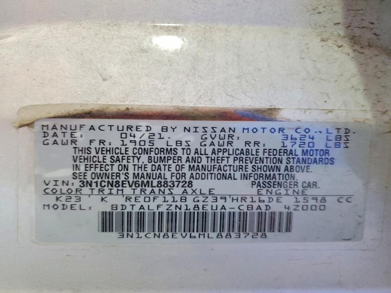 Продаж на аукціоні авто 2021 Nissan Versa, vin: 3N1CN8EV6ML883728, номер лоту: 53118736