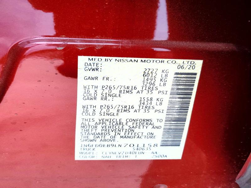Продаж на аукціоні авто 2020 Nissan Frontier, vin: 1N6ED0EB9LN701158, номер лоту: 53216016