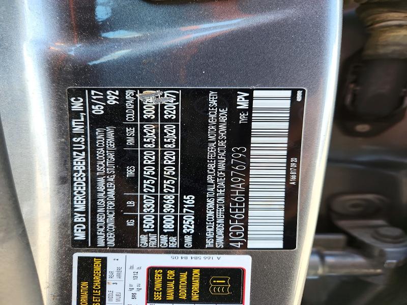 Aukcja sprzedaży 2017 Mercedes-benz Gls, vin: 4JGDF6EE6HA976793, numer aukcji: 53214976