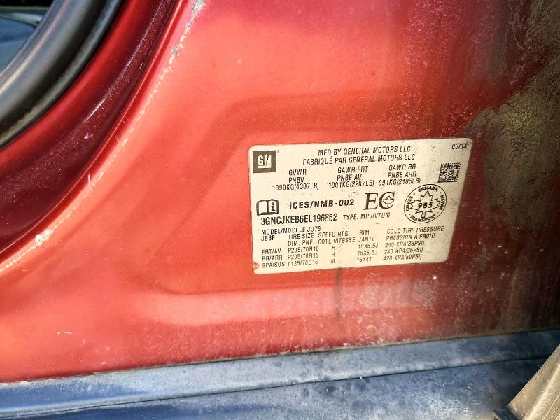 51976186 :رقم المزاد ، 3GNCJKEB6EL196852 vin ، 2014 Chevrolet Trax مزاد بيع