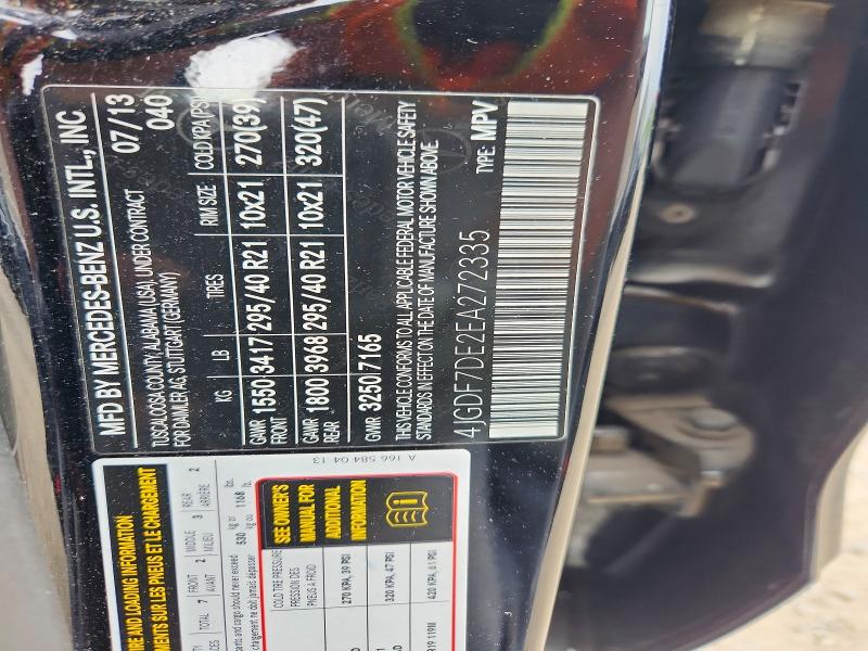 53844666 :رقم المزاد ، 4JGDF7DE2EA272335 vin ، 2014 Mercedes-benz Gl مزاد بيع
