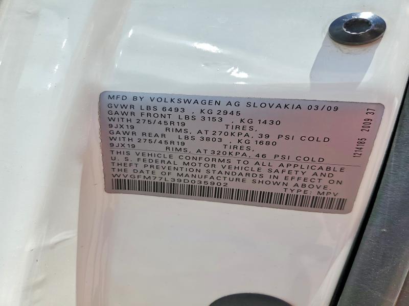 Aukcja sprzedaży 2009 Volkswagen Touareg 2, vin: WVGFM77L39D035902, numer aukcji: 54708256