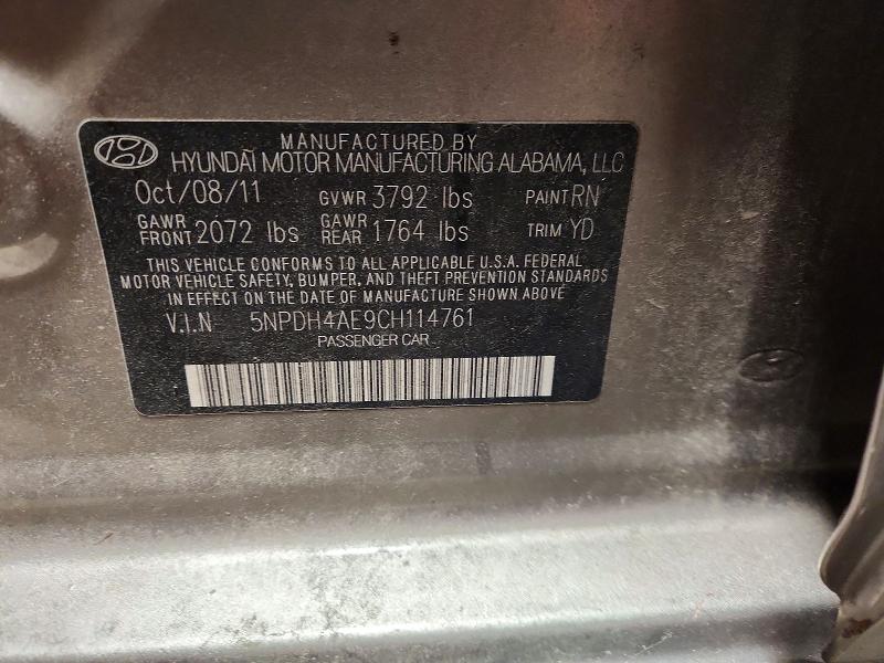 Продажа на аукционе авто 2012 Hyundai Elantra, vin: 5NPDH4AE9CH114761, номер лота: 52038456