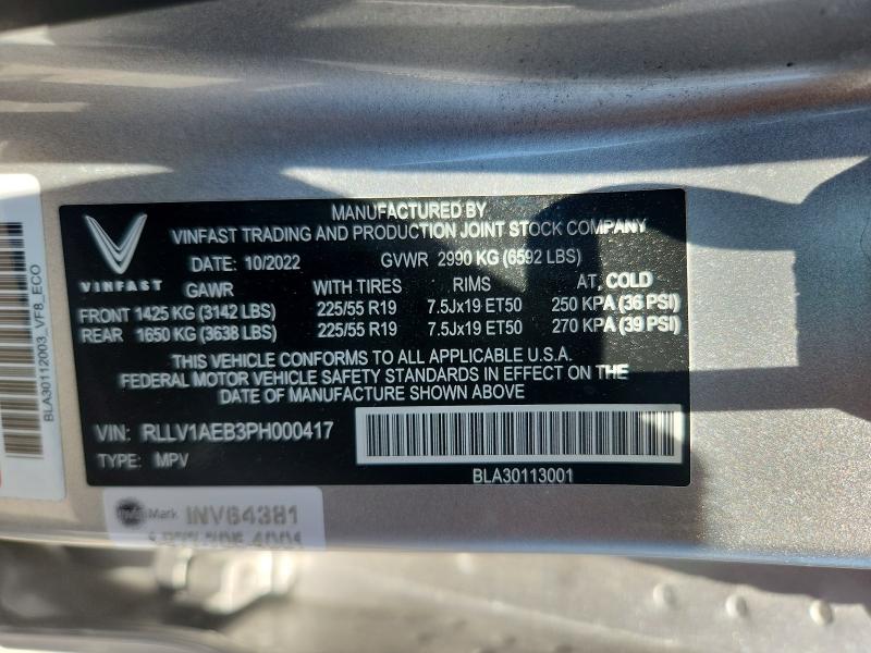 Продаж на аукціоні авто 2023 Vinfast Trading And Production Vf 8, vin: RLLV1AEB3PH000417, номер лоту: 54186896