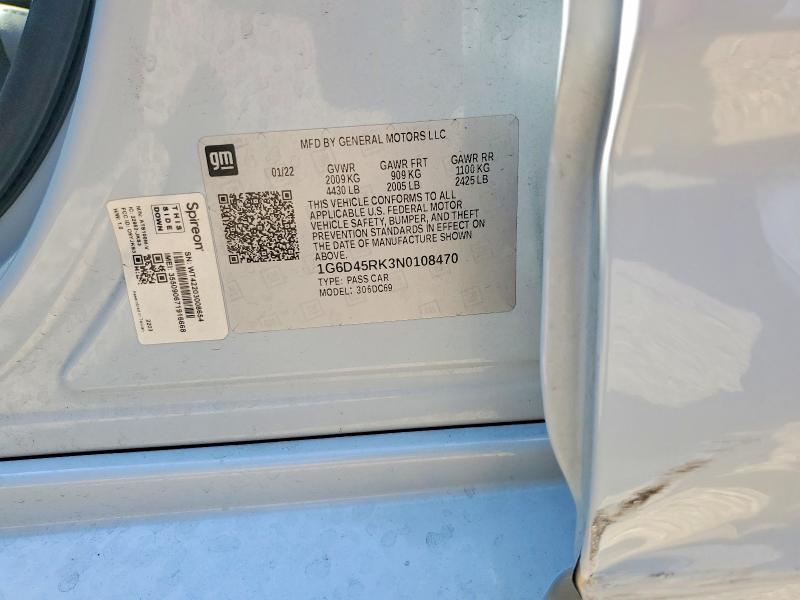 Auction sale of the 2022 Cadillac Ct4, vin: 1G6D45RK3N0108470, lot number: 53469256