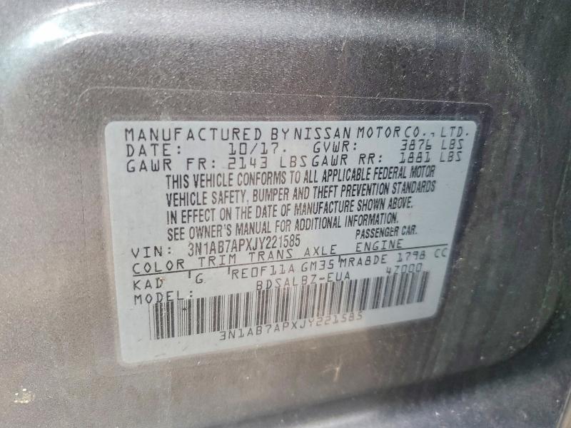 55555796 :رقم المزاد ، 3N1AB7APXJY221585 vin ، 2018 Nissan Sentra مزاد بيع