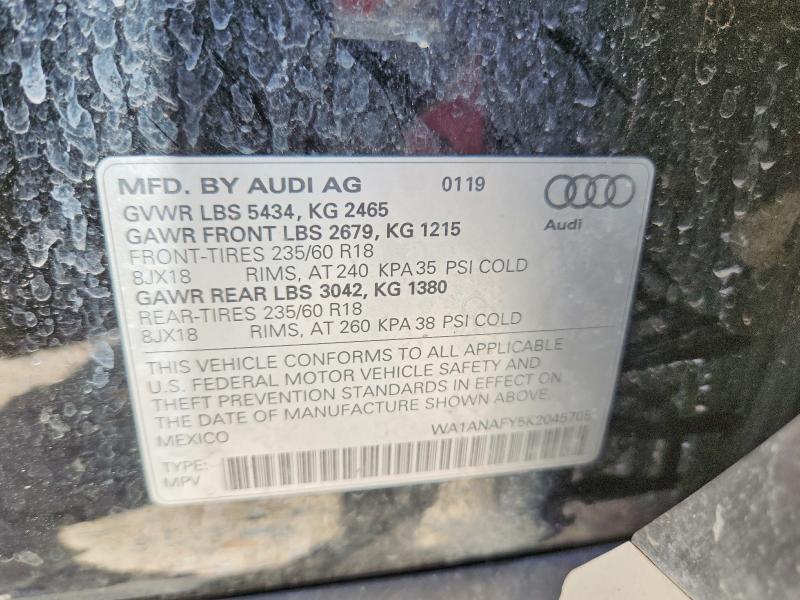 Aukcja sprzedaży 2019 Audi Q5, vin: WA1ANAFY5K2045705, numer aukcji: 53307816