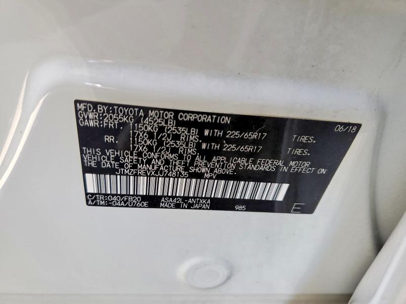 Продажа на аукционе авто 2018 Toyota Rav4, vin: JTMZFREVXJJ748135, номер лота: 55166616