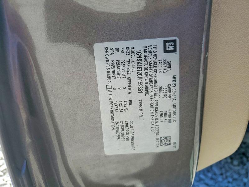 Продажа на аукционе авто 2012 Chevrolet Suburban, vin: 1GNSKJE72CR159351, номер лота: 52391136
