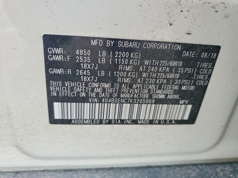 Aukcja sprzedaży 2019 Subaru Outback, vin: 4S4BSENC7K3205069, numer aukcji: 55506686