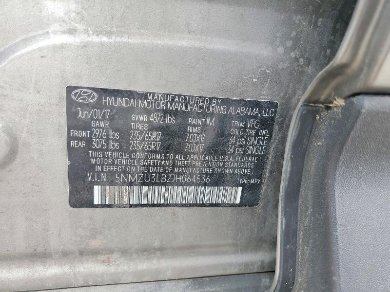 Продаж на аукціоні авто 2018 Hyundai Santa Fe Sport, vin: 5NMZU3LB2JH064536, номер лоту: 54649876