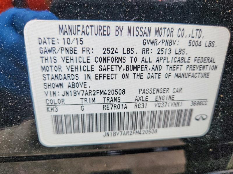 Aukcja sprzedaży 2015 Infiniti Q50, vin: JN1BV7AR2FM420508, numer aukcji: 54470636