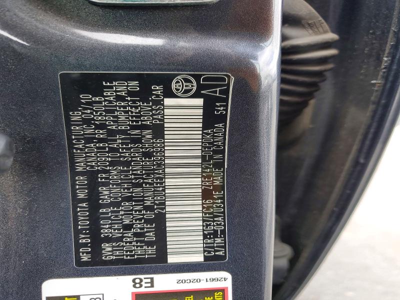 Продажа на аукционе авто 2010 Toyota Corolla, vin: 2T1BU4EEXAC396986, номер лота: 52583616