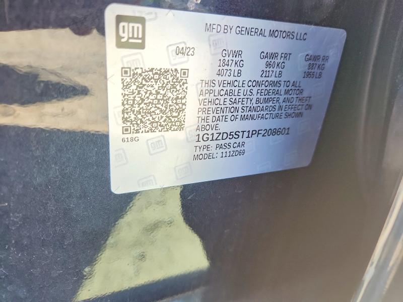 51921796 :رقم المزاد ، 1G1ZD5ST1PF208601 vin ، 2023 Chevrolet Malibu مزاد بيع