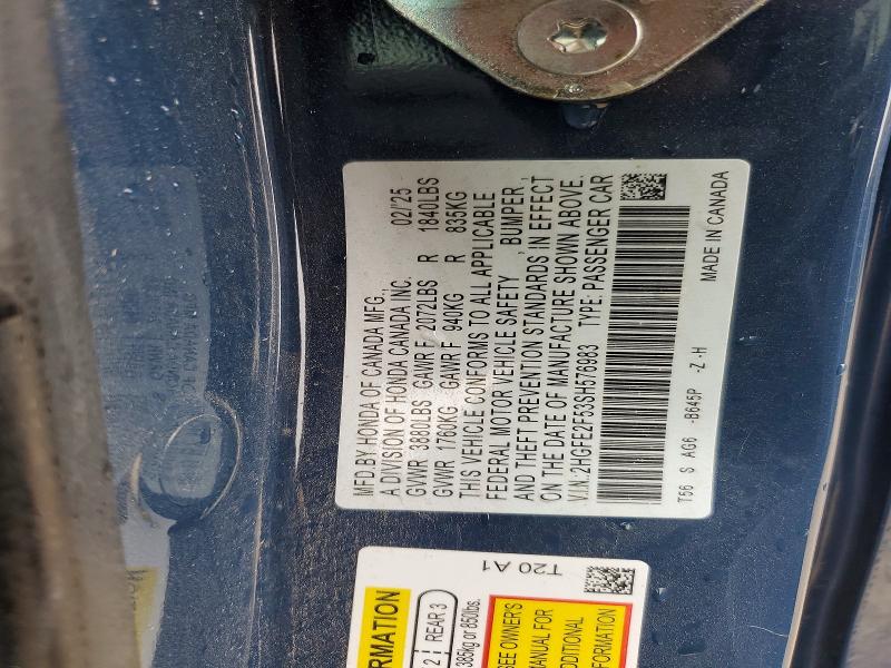 Продажа на аукционе авто 2025 Honda Civic, vin: 2HGFE2F53SH576983, номер лота: 52005286
