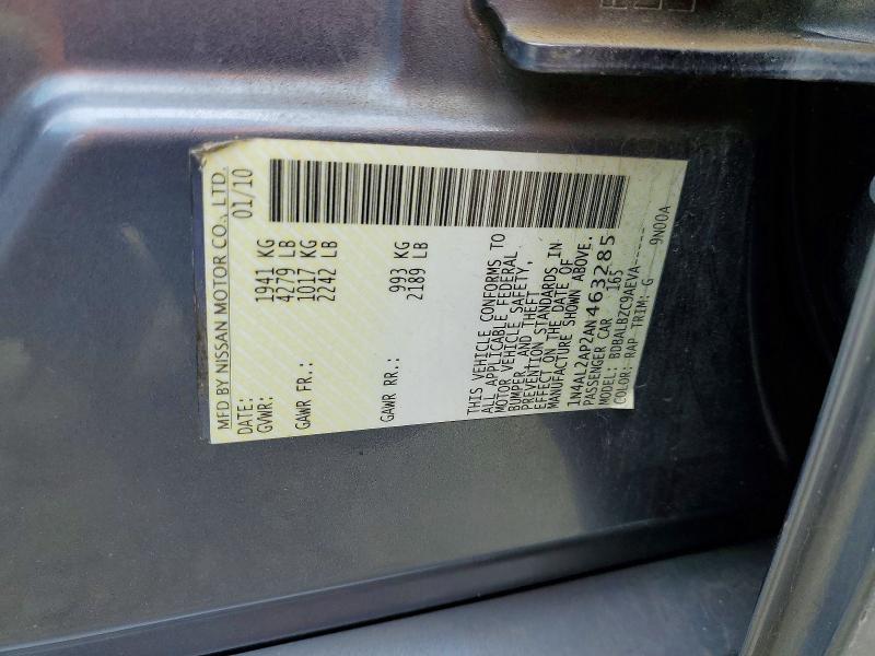 2010 Nissan Altima მანქანა იყიდება აუქციონზე, vin: 1N4AL2AP2AN463285, აუქციონის ნომერი: 55097936