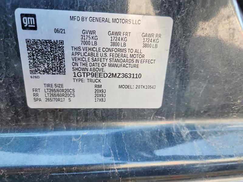 Продаж на аукціоні авто 2021 Gmc Sierra, vin: 1GTP9EED2MZ363110, номер лоту: 51474556