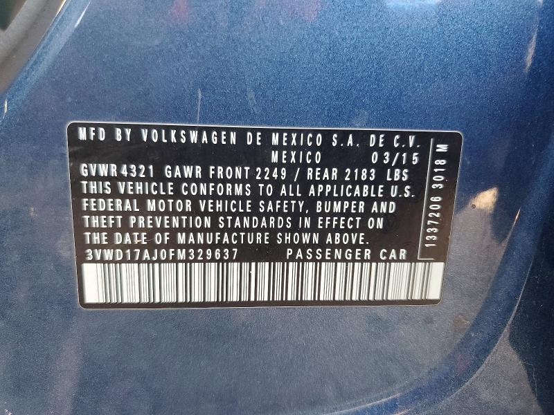 Aukcja sprzedaży 2015 Volkswagen Jetta, vin: 3VWD17AJ0FM329637, numer aukcji: 53220886