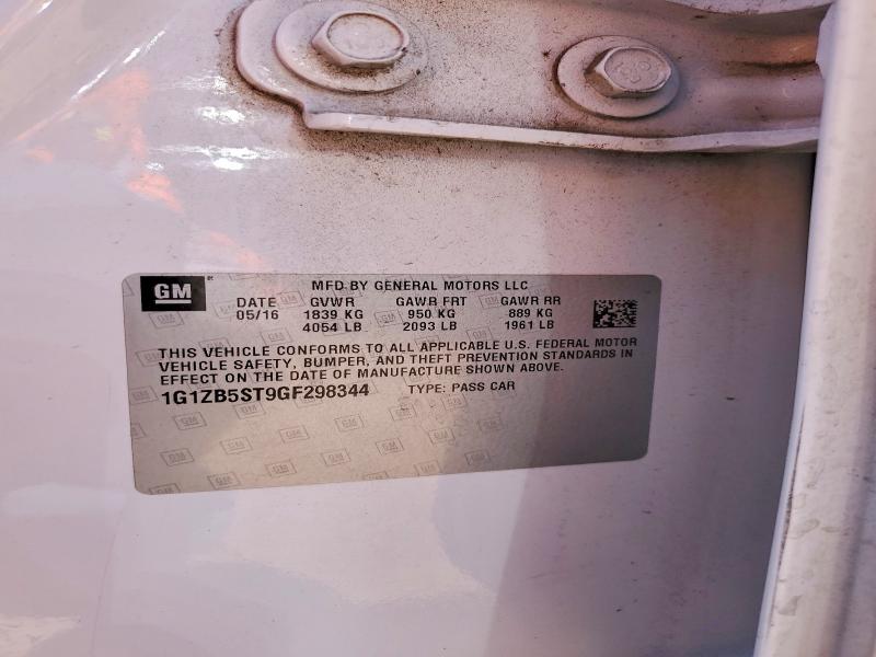 2016 Chevrolet Malibu მანქანა იყიდება აუქციონზე, vin: 1G1ZB5ST9GF298344, აუქციონის ნომერი: 54983766