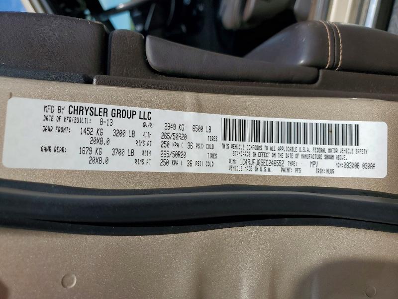 Продаж на аукціоні авто 2014 Jeep Grand Cherokee, vin: 1C4RJFJG5EC246552, номер лоту: 53543086