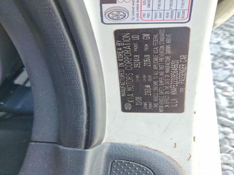 Aukcja sprzedaży 2009 Kia Spectra, vin: KNAFE221095646651, numer aukcji: 52536096