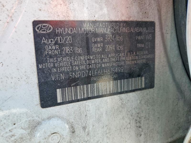 Aukcja sprzedaży 2020 Hyundai Elantra, vin: 5NPD74LF6LH615499, numer aukcji: 53709396