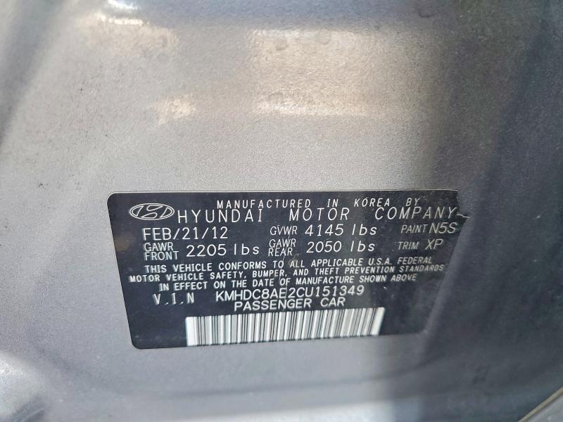 53094836 :رقم المزاد ، KMHDC8AE2CU151349 vin ، 2012 Hyundai Elantra Touring مزاد بيع