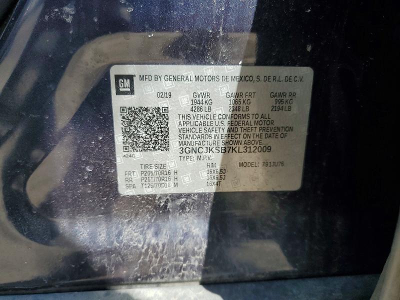 Продажа на аукционе авто 2019 Chevrolet Trax, vin: 3GNCJKSB7KL312009, номер лота: 52444246