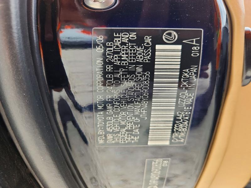 Продаж на аукціоні авто 2006 Lexus Sc, vin: JTHFN48Y069008356, номер лоту: 52006666