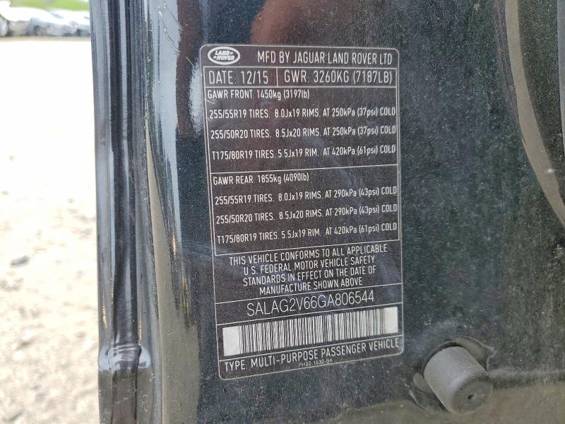 52839666 :رقم المزاد ، SALAG2V66GA806544 vin ، 2016 Land Rover Lr4 مزاد بيع