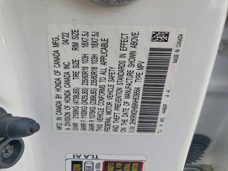 Продаж на аукціоні авто 2022 Honda Cr-v, vin: 2HKRW2H89NH639564, номер лоту: 54590076