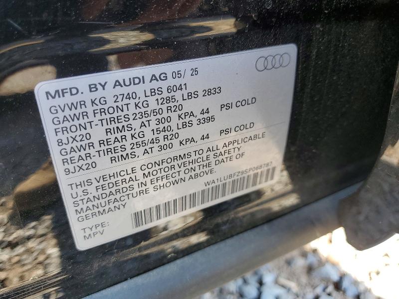 2025 Audi Q4 E-tron მანქანა იყიდება აუქციონზე, vin: WA1LUBFZ9SP068787, აუქციონის ნომერი: 53566316