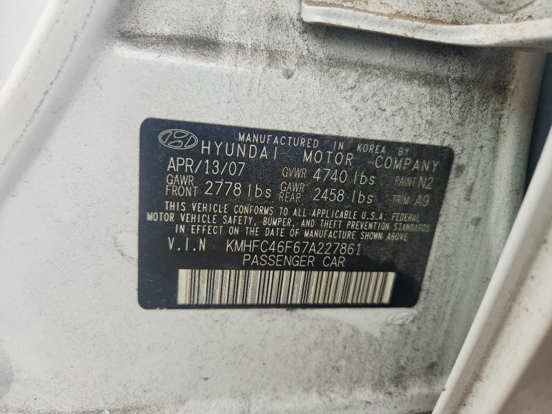 2007 Hyundai Azera მანქანა იყიდება აუქციონზე, vin: KMHFC46F67A227861, აუქციონის ნომერი: 54350426
