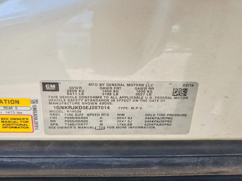Продажа на аукционе авто 2014 Chevrolet Traverse, vin: 1GNKRJKD0EJ287014, номер лота: 55070176