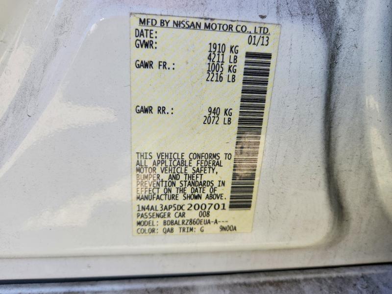 2013 Nissan Altima მანქანა იყიდება აუქციონზე, vin: 1N4AL3AP5DC200701, აუქციონის ნომერი: 53769136