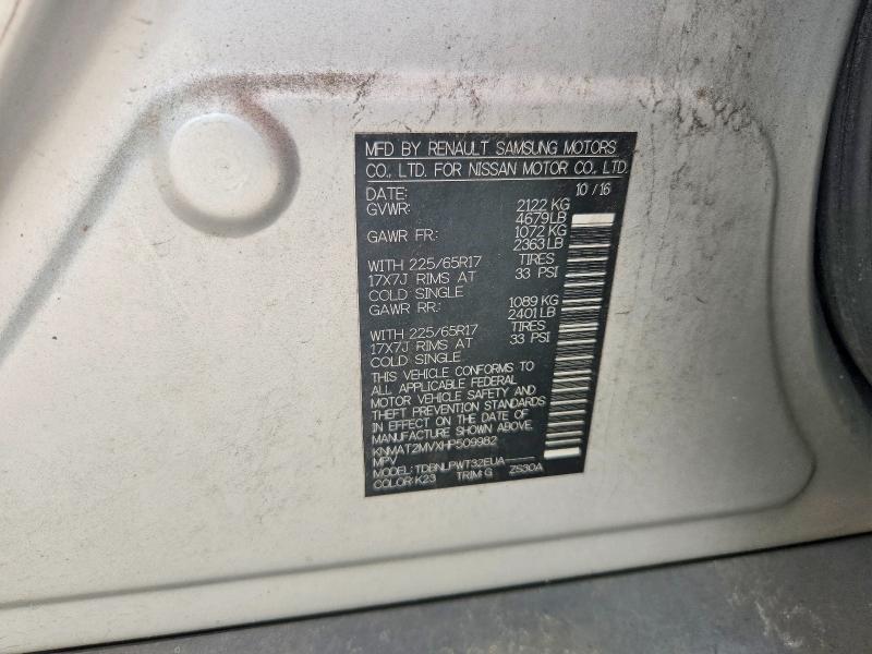 Продаж на аукціоні авто 2017 Nissan Rogue, vin: KNMAT2MVXHP509982, номер лоту: 55050496