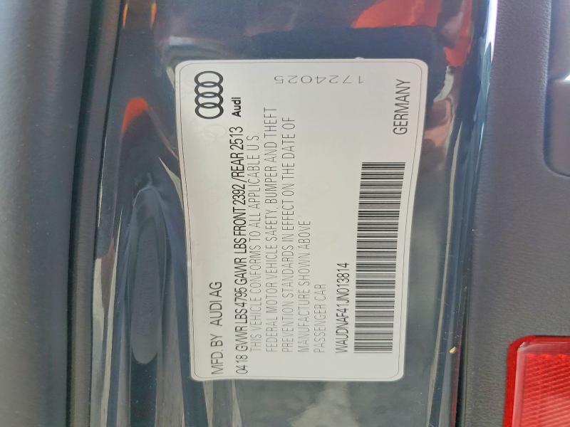 Продаж на аукціоні авто 2018 Audi A4, vin: WAUDNAF41JN013814, номер лоту: 52884986