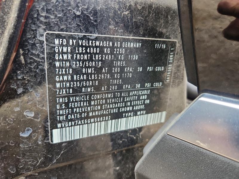 Продажа на аукционе авто 2016 Volkswagen Tiguan, vin: WVGBV7AX5GW566382, номер лота: 52615536