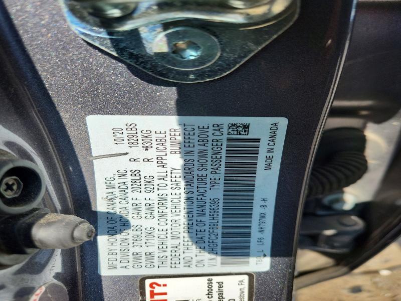 54238226 :رقم المزاد ، 2HGFC2F69LH596395 vin ، 2020 Honda Civic مزاد بيع