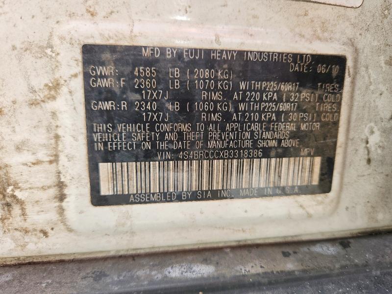 2011 Subaru Outback მანქანა იყიდება აუქციონზე, vin: 4S4BRCCCXB3318386, აუქციონის ნომერი: 54125016
