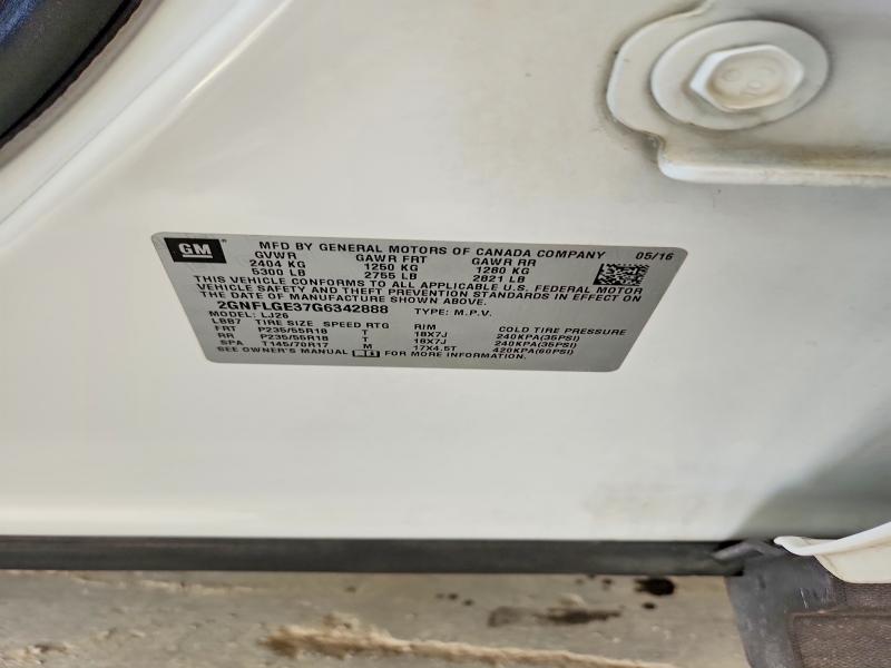 Aukcja sprzedaży 2016 Chevrolet Equinox, vin: 2GNFLGE37G6342888, numer aukcji: 52174216