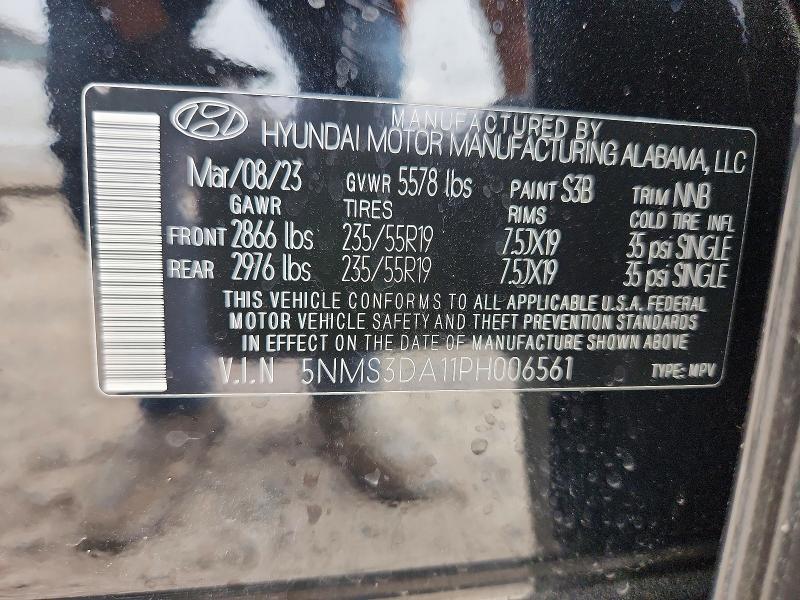 54012196 :رقم المزاد ، 5NMS3DA11PH006561 vin ، 2023 Hyundai Santa Fe مزاد بيع