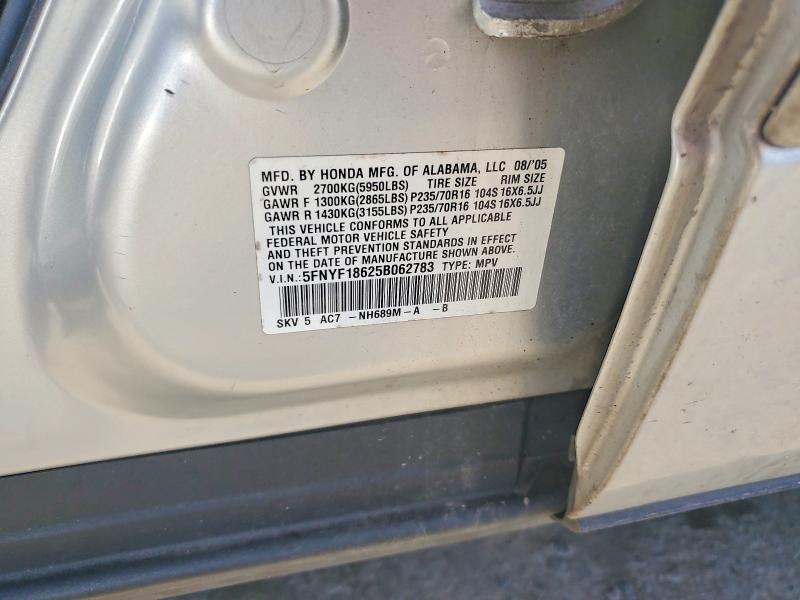 Aukcja sprzedaży 2005 Honda Pilot, vin: 5FNYF18625B062783, numer aukcji: 53940296