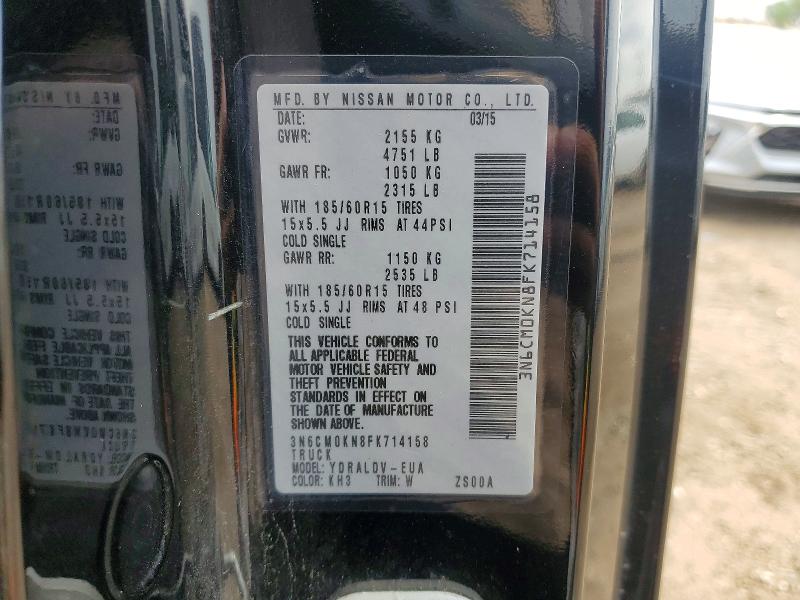 Aukcja sprzedaży 2015 Nissan Nv200, vin: 3N6CM0KN8FK714158, numer aukcji: 54242666