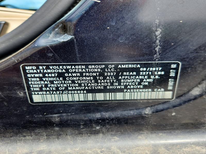 Продаж на аукціоні авто 2018 Volkswagen Passat, vin: 1VWBA7A37JC005894, номер лоту: 52860836