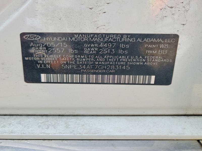 2016 Hyundai Sonata მანქანა იყიდება აუქციონზე, vin: 5NPE34AF7GH283145, აუქციონის ნომერი: 52887216