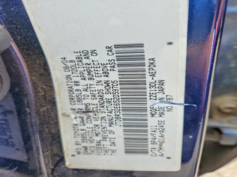Aukcja sprzedaży 2005 Toyota Corolla, vin: JTDBR32E652059705, numer aukcji: 55223736