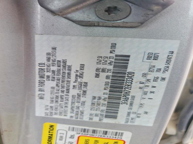 2014 Ford Fusion მანქანა იყიდება აუქციონზე, vin: 3FA6P0H72ER333420, აუქციონის ნომერი: 53808606