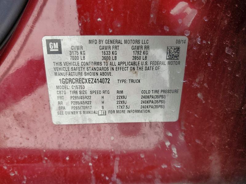 Aukcja sprzedaży 2014 Chevrolet Silverado, vin: 1GCRCRECXEZ414072, numer aukcji: 52462406