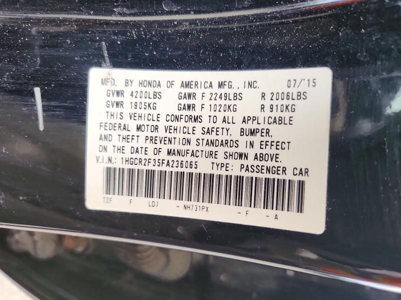 54635666 :رقم المزاد ، 1HGCR2F35FA236065 vin ، 2015 Honda Accord مزاد بيع